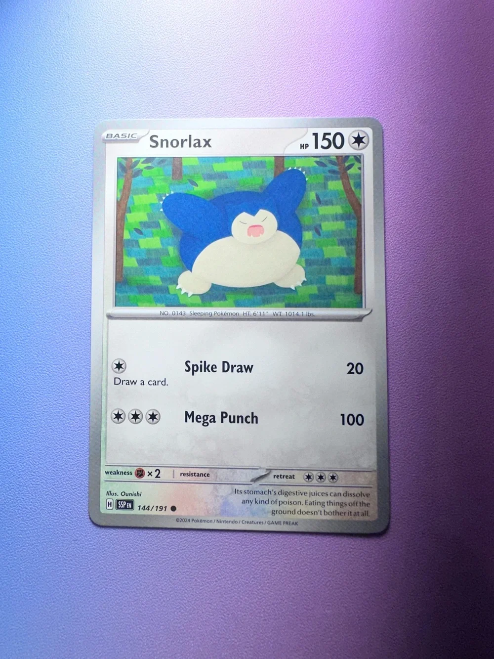 snorlax - 144/191 (common) — pokémon: surging sparks